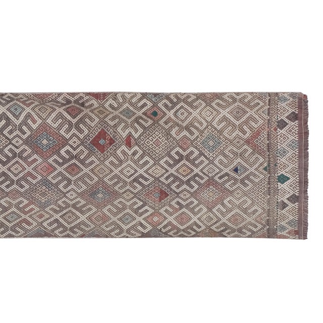 1960s Vintage Wool Turkish Jajim Kilim Rug 2'4'' X 8'10'' For Sale - Image 4 of 13