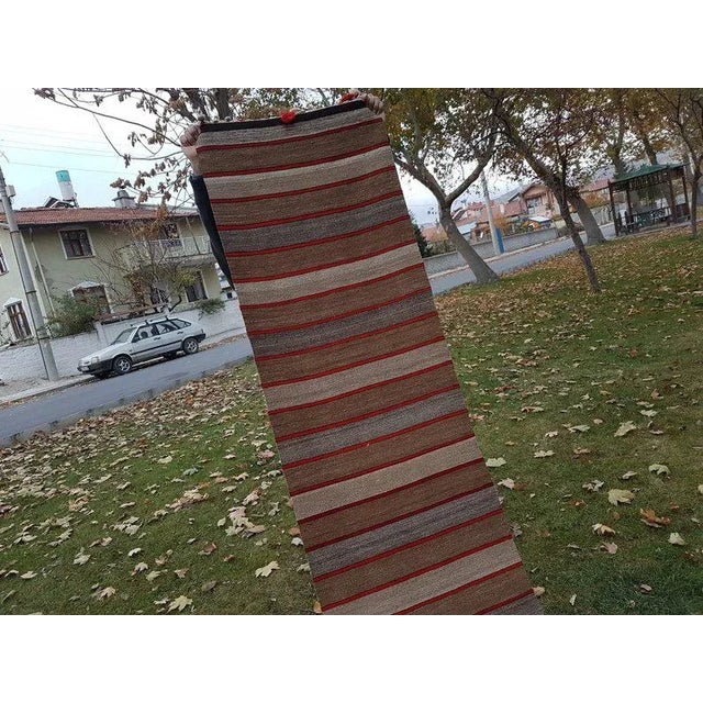 Vintage Handmade Rag Runner Extra Long RunnerTread - 1′12″ × 30′6″ For Sale - Image 9 of 11