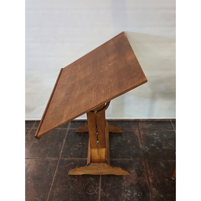 1940s Antique Hamilton Drafting Table Drafting Desk Adjustable Height and Slope For Sale - Image 5 of 8