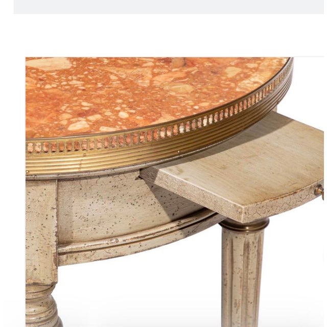 French Late 20th Century Louis XVI Style Gris Peinte Bouillotte Table For Sale - Image 3 of 5