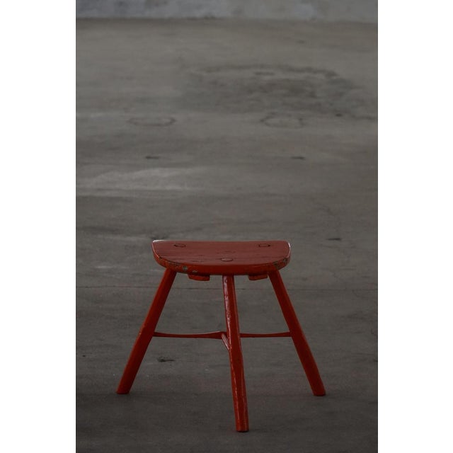 Red Painted Wooden Stools with Splayed Legs, 1950s-1960s, Set of 2 For Sale - Image 17 of 18