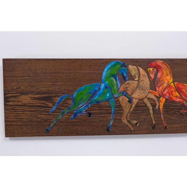 1960s Enamel Horses on Panel, Swiss, 1960s For Sale - Image 5 of 8