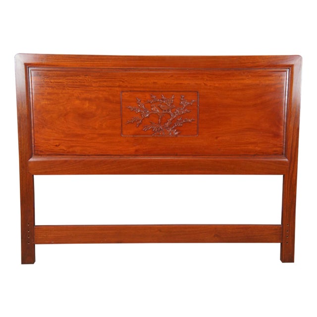 Late 20th Century Chinese Chinoiserie Rosewood Full Size Bed Headboard Hong Kong For Sale