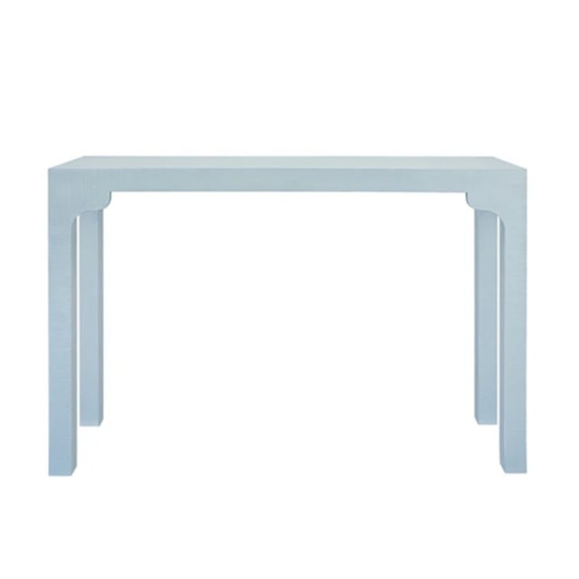 Not Yet Made - Made To Order Matthew Izzo Home Evelyn Light Blue Linen Console Table For Sale - Image 5 of 9