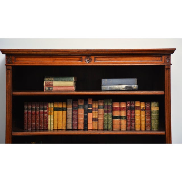 Antique Victorian Walnut Open Bookcase with Adjustable Shelves, 1880 For Sale - Image 10 of 18