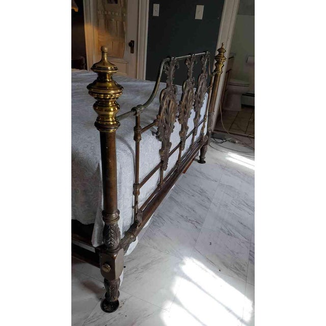 Art Deco Designer Iron Queen Bed For Sale - Image 3 of 10
