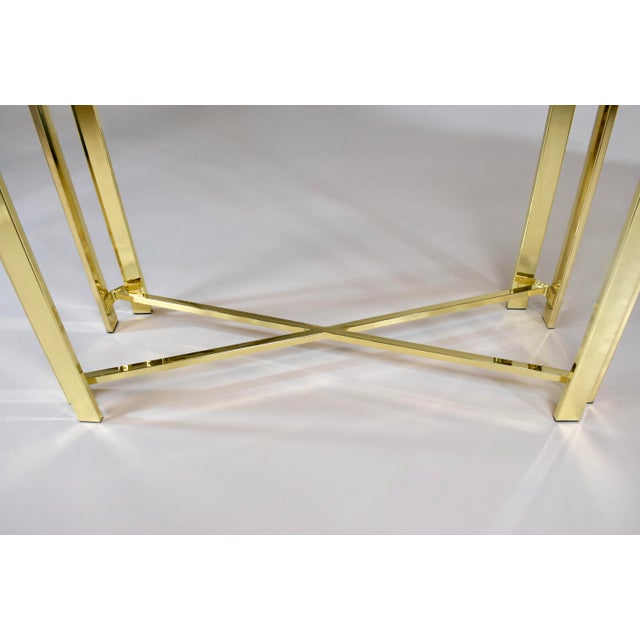 1970's Brass & Glass Console Table, Milo Baughman Attr: Dia For Sale - Image 9 of 13