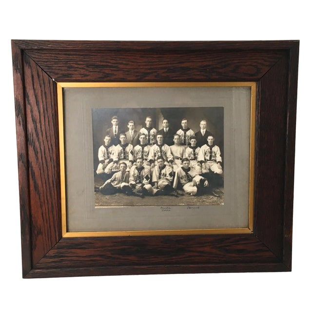 Original Early 1900s Woburn Massachusetts High School Baseball Team Photograph in Nice Oak Frame For Sale - Image 9 of 13
