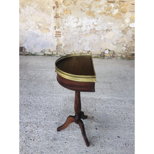 Vintage Mahogany Half-Moon Nightstand on Pedestal, 1950s For Sale - Image 16 of 18