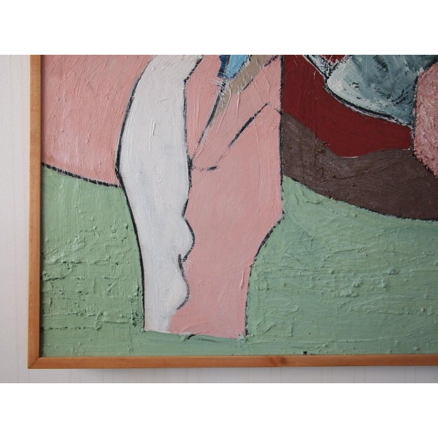 Wood Original 1983 Lewis Lanza Rudolph Abstract Expressionist Painting 49x43" Oil / Board Framed Large Impasto Textured Vintage Modern Art For Sale - Image 7 of 11
