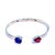 Bochic Silver & White Gold Plating Bangle with Red Ruby and Blue Sapphire For Sale - Image 4 of 6