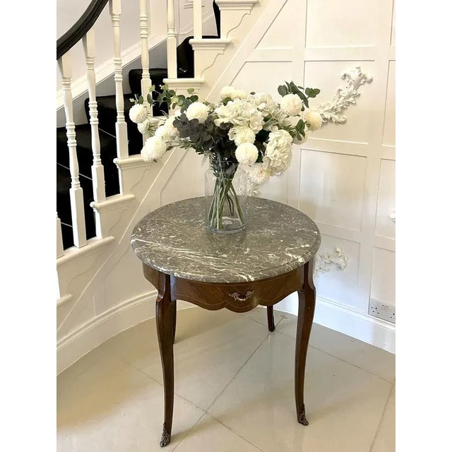 Victorian French Freestanding Kingwood Marble Top Lamp Table, 1880s For Sale - Image 4 of 12