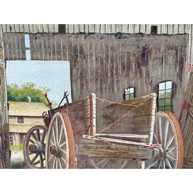 Textile Early 20th Century Rural Pennsylvania Landscape Oil Painting, Framed For Sale - Image 7 of 13