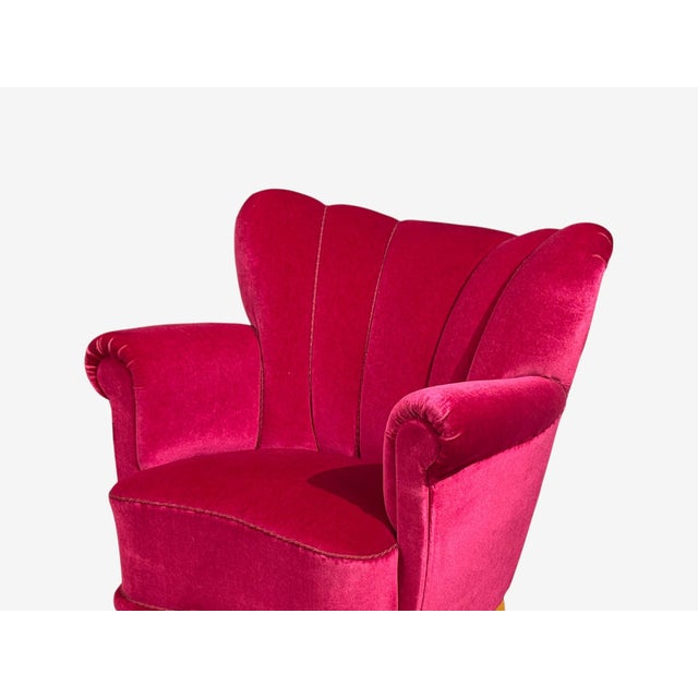 Swedish Cabinetmaker, Lounge Chairs, Red Velvet, Lacquered Wood, Sweden, 1940s For Sale - Image 9 of 13