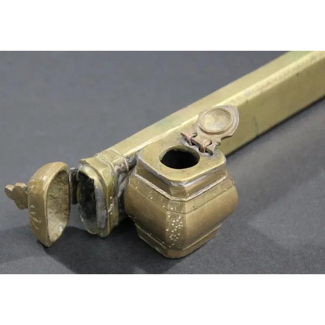 Early 19th Century Middle Eastern Brass Inkwell Qalamdan For Sale In Palm Springs - Image 6 of 12