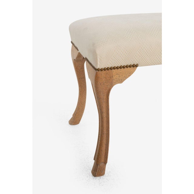 Pair of William Switzer Stools, Circa 1985 – Maple Hoof-Foot Bases & Diamond-Print Upholstery For Sale - Image 4 of 8