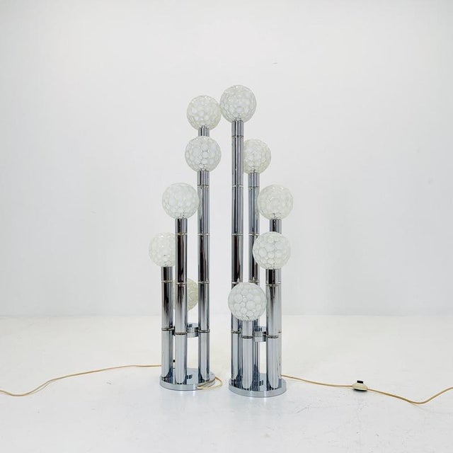 Vintage Chrome Floor Lamp with Glass Globes, 1970s For Sale - Image 11 of 18