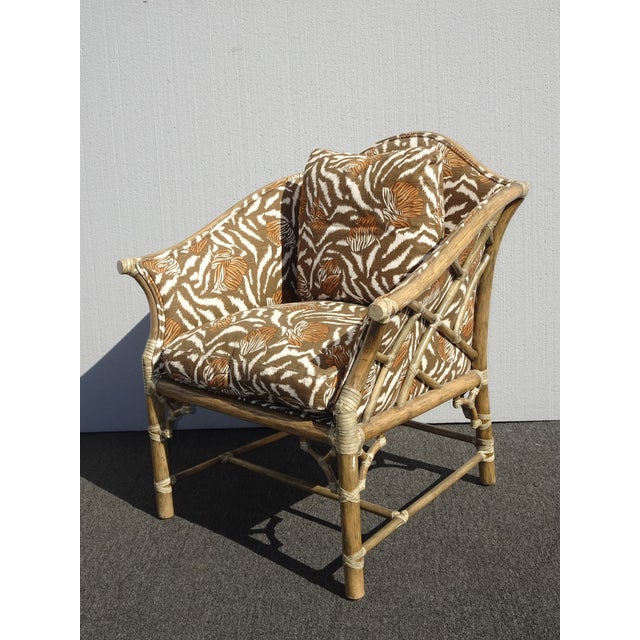 Pair Vintage McGuire Mid Century Bamboo Rattan Zebra Print ...