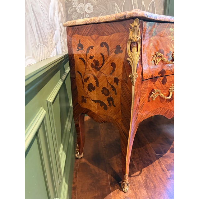 Mid 18th Century Louis XV Marquetry and Parquetry Commode, Stamped C. Wolff Jme For Sale - Image 9 of 13