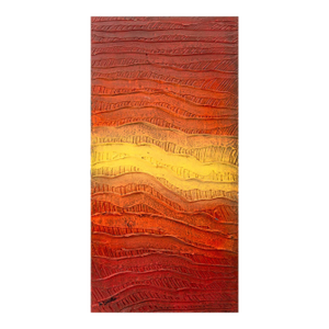 Illegibly Signed Abstraction in Red Mixed Media