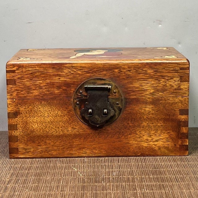 Wood Rosewood Mother-of-Pearl Inlaid Buddha Keepsake Box For Sale - Image 7 of 9