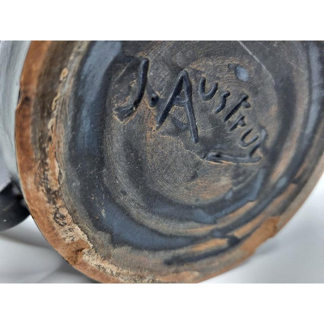 French Ear Vase in Black Ceramic by Jean Austruy, 1950 For Sale - Image 15 of 17