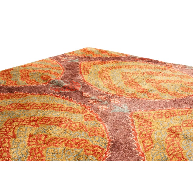 Traditional Vintage Ottoman Style Square Rug, Purple With Floral Medallions - Rug & Kilim For Sale - Image 3 of 6