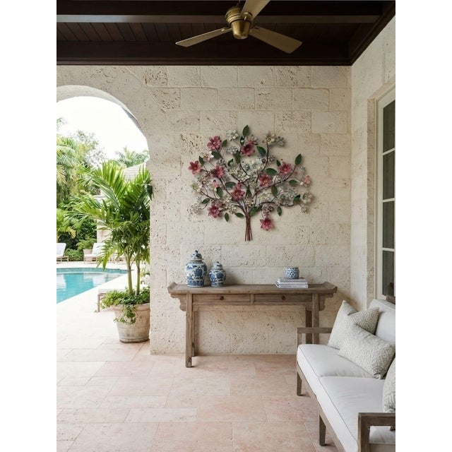 Mauve Vintage Metal Floral Tree Wall Sculpture For Sale - Image 8 of 12