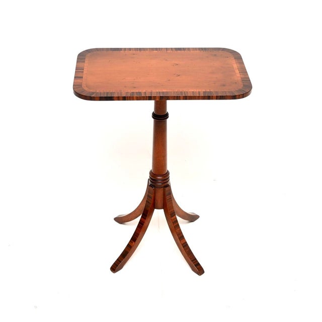 A beautiful antique Regency style inlaid yew wood side table. This was made in England, it dates from around the 1930’s....