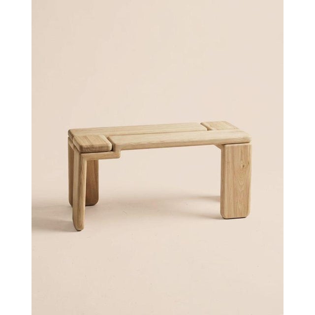 The knot bench by luis gimeno dimensions: w 97 x d 42 x h 45 cm materials: solid ash wood finishes: "natural ash matte...