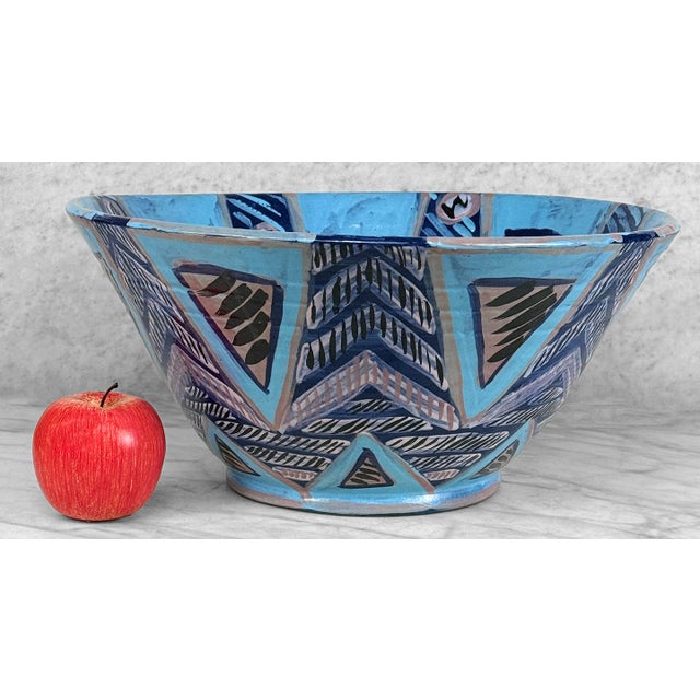 An Extra-Large Blue Studio Pottery Centerpiece Bowl, c.1972 - Pairs Nicely with Many Mid-Century & Eclectic Interiors -...