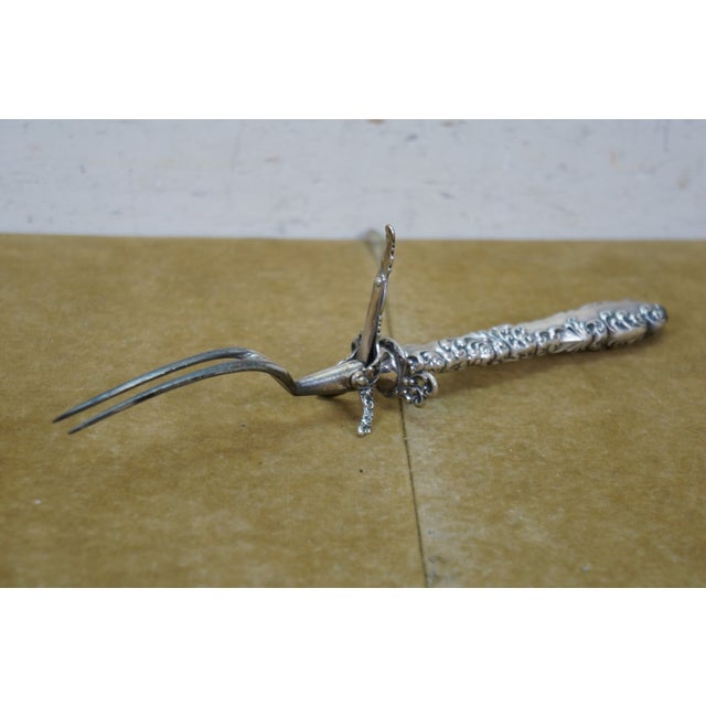 Metal Antique R. Wallace Sterling Silver Baroque Waverly Meat Carving Roasting - 3 pcs For Sale - Image 7 of 11