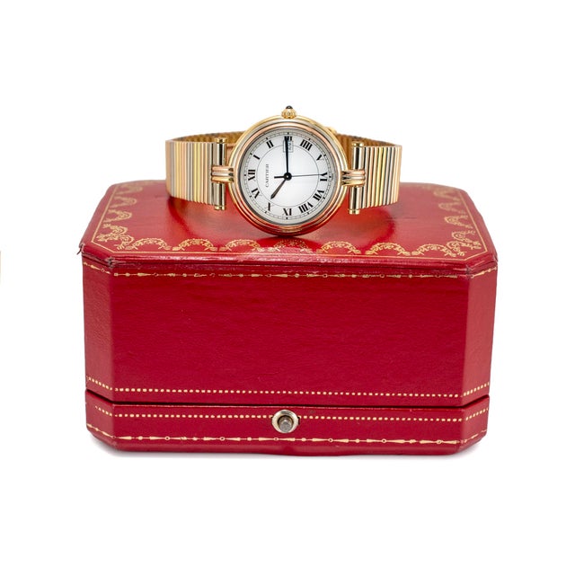 Vintage Cartier Panthere Vendome 30mm Ref 8100 18k Tri-Color Gold Quartz Watch For Sale - Image 9 of 10