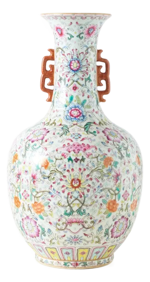 Famille Rose Double-Eared Flower Vase