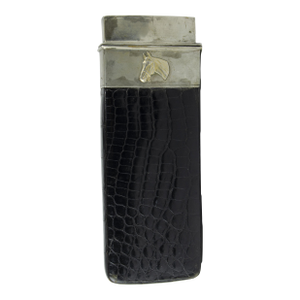 Early 20th Century Belle Époque Faux Crocodile Leather and Silvered Metal Cigar Case With Horse Decoration by Ducas Paris, France