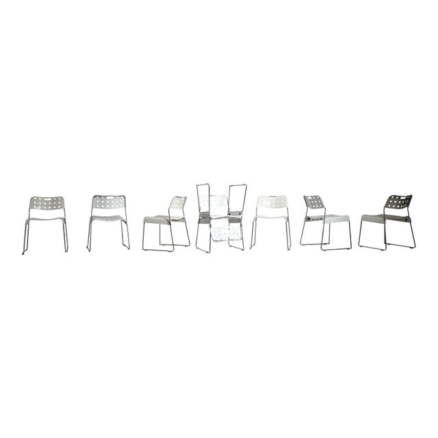 Omstak White Stackable Chairs by Rodney Kinsman for Bieffeplast, 1972, Set of 8 For Sale - Image 9 of 18