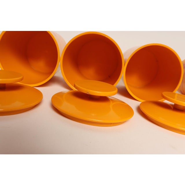 Vintage French Orange Melamine Ten Piece Canister / Spice Set by Sitap For Sale - Image 15 of 18