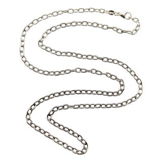 Italian Vintage Sterling Silver 24” Open Link Chain For Sale