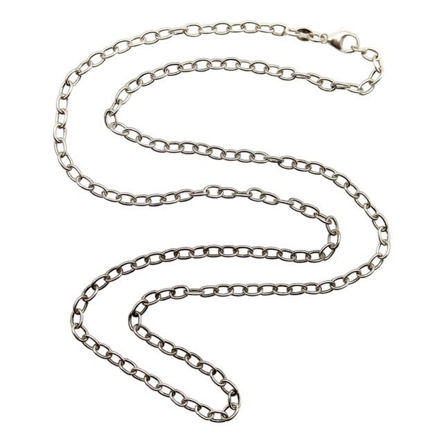 Italian Vintage Sterling Silver 24” Open Link Chain For Sale