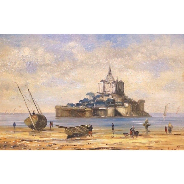 French Early 20th C. French Oil on Board Painting of "Mont Saint Michel" in Gilt Frame For Sale - Image 3 of 11