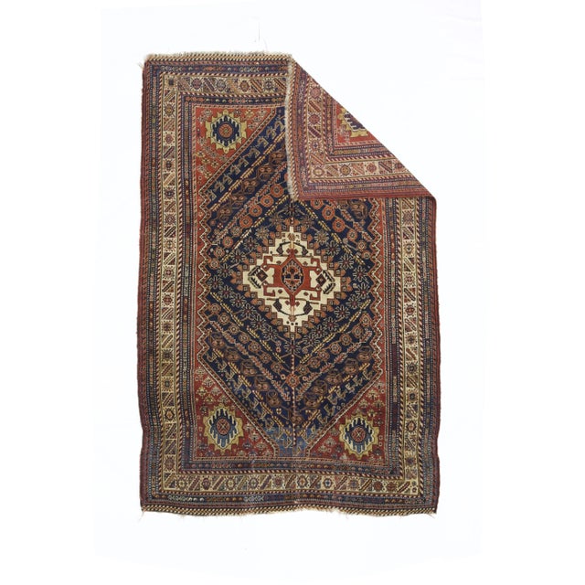 Antique Persian Qashqai Rug 4’11" x 7’4". The best SW Persian, Fars Province nomadic rugs, mostly in scatter formats....