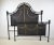 Rustic European 1990s Vintage Wrought Iron Full Panel Headboard Footboard W/Side Railings Matte Black Low Framed (6 Pcs) For Sale - Image 3 of 10