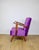 Vintage Loft Armchair in Purple Velvet, 1970, in Restored conditions. Designed 1970 to 1979