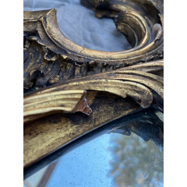 Large Antique Chinoiserie Carved Wood Mirror For Sale - Image 9 of 15