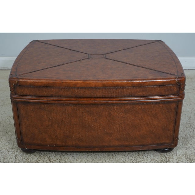 Tommy Bahama Style Leather & Rattan Coffee Table Chairish