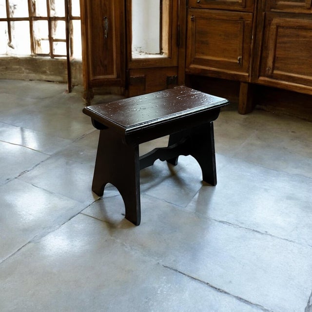 Black Vintage Farmhouse Wooden Step Stool For Sale - Image 8 of 10