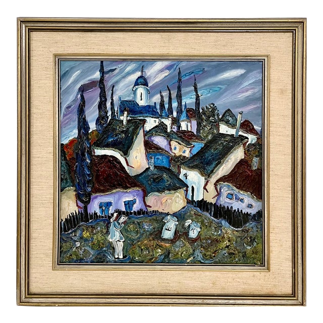 Myhaylo Shteinberg, Russian Abstract Expressionist Village Oil Painting Soviet Non Conformist Art For Sale
