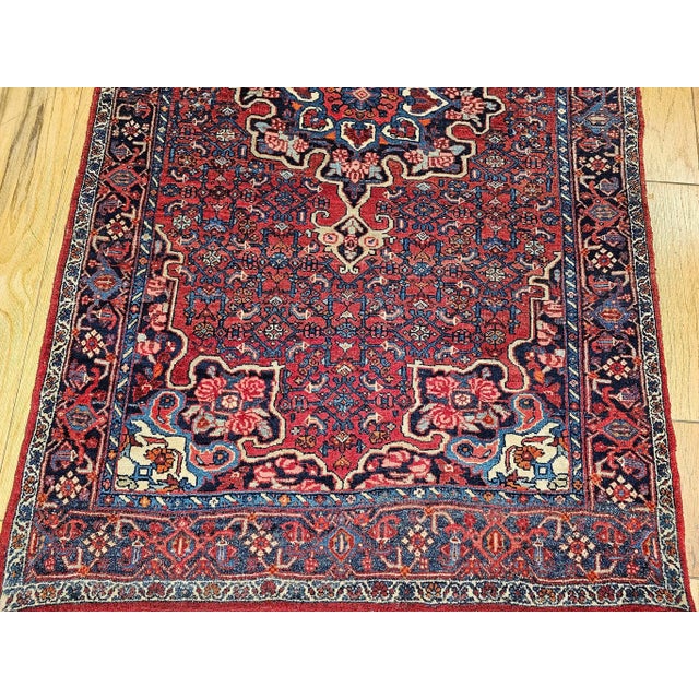 Textile Antique Persian Bidjar Area Rug, Wool Pile, Floral Medallion, Early 1900s For Sale - Image 7 of 12
