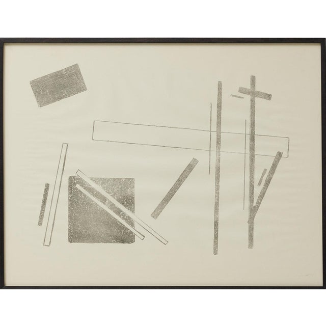 Vastian, Black and White Suprematist Composition, Lithograph, Framed For Sale