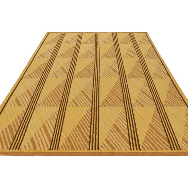 2010s Rug & Kilim’s Scandinavian Style Rug in Gold With Geometric Diamond Patterns For Sale - Image 5 of 7